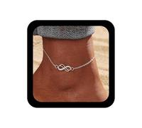 Inilbran Boho Crystal Infinity Anklet Bracelet Vintage Number 8 Ankle Chain Silver Endless Love Symbol Foot Chain Summer Beach Link Foot Bracelet Accessories for Women