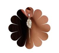 Inilbran Boho Crystal Leaf Dangle Earrings Vintage CZ Leaf Tassel Drop Earrings Gold Tassel Snake Chain Earrings Personalized Leaf Statement Earrings Jewelry for Women and Girls