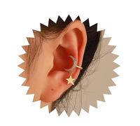 Inilbran Boho Crystal Moon Ear Cuff Earrings Vintage Dangly Star Ear Clip Earrings Gold CZ Moon Crescent Cartilage Earrings Personalized Moon Star Wrap Hoop Earrings Jewelry for Women and Girls