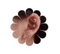 Inilbran Boho Crystal Star Ear Cuff Earrings Vintage CZ Moon Cuff Clip On Earrings Gold Star Cuff Cartilage Earrings Moon Crescent Climber Crawler Earrings Jewelry for Women and Girl