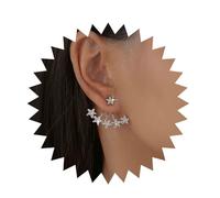 Inilbran Boho Crystal Star Ear Jackets Earrings Silver Rhinestone Star Jacket Earrings Vintage Crystal Star Ear Climber Earrings Sparkly Cz Star Front Back Earrings Jewelry for Women and Girls