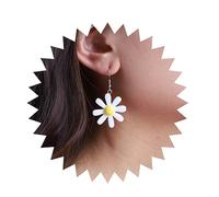 Inilbran Boho Daisy Flower Dangle Earrings Vintage Acrylic Flower Earrings White Flower Hook Earrings Personalized Wild Lily Petal Earrings Jewelry for Women and Girls