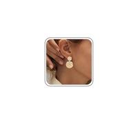 Inilbran Boho Disc Earrings - Gold Round Disc Dangle Vintage Hammered Coin Studs Punk Matte Coin Earrings for Women and Girls