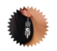 Inilbran Boho Evil Eye Earrings Silver Dream Catcher Drop Earrings Vintage Leaf Feather Dangle Earrings Blue Evil Eye Earrings Jewelry for Women and Girls