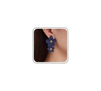 Inilbran Boho Exaggerate Acrylic Resin Flower Shape Stud Earrings - Blue & Multicolor Enamel Flower Statement Earrings for Women & Girls