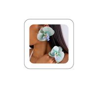 Inilbran Boho Exaggerate Green Flower Stud Earrings Vintage Butterfly Orchid Earrings Green Phalaenopsis Flower Earrings Bridal Floral Petal Flower Earrings Jewelry for Women