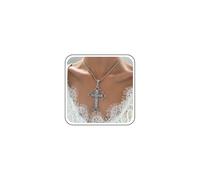 Inilbran Boho Exaggerated Cross Choker Necklace Vintage Large Cross Pendant Necklace Punk Big Cross Necklace Gothic Religious Christian Necklace Chain Jewelry for Women and Girls