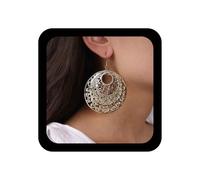 Inilbran Boho Filigree Circle Dangle Earrings Vintage Cut Out Circle Earrings Gold Hollow Circles Hook Earring Super Lightweight Geometric Earring Jewelry for Women