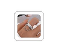 Inilbran Boho Finger Ring - Vintage Hollow Band Wrap Open Saturn Open Knuckle Punk Adjustable Stacking Ring - Silver Band Jewelry for Women and Girls