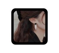 Inilbran Boho Heart Rhinestone Tassels Earrings Crystal Tassels Drop Earrings Black Enamel Love Heart Earring Sparkling CZ Crystal Chandelier Earring Wedding Bridal Jewelry For Women