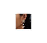 Inilbran Boho Large Circle Drop Earrings Gold Daisy Flower Hoop Earrings Big Hollow Circle Pearl Earrings Vintage Flower Pearl Dangle Earrings Jewelry for Women and Girls