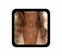 Inilbran Boho Layered Evil Eye Necklace Vintage Hamsa Pendant Necklace Gold Turkish Eye Choker Necklace Adjustable Hamsa Hand Chain Necklace Jewelry for Women
