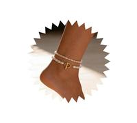 Inilbran Boho Layered Pearl Ankle Bracelet White Pearl Toggle Ankle Bracelet Vintage T Bar Anklet Bracelet Baroque Pearl Foot Chain Jewelry for Women and Girls