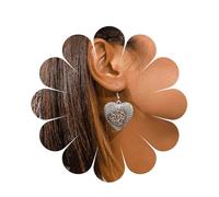 Inilbran Boho Love Heart Earrings Vintage Filigree Love Earrings Tribal Filigree Heart Dangle Earrings Silver Love Heart Drop Earrings