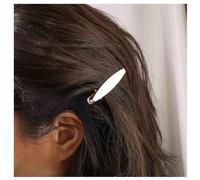 Inilbran Boho Metal Oval Hair Barrette Vintage Flat Duck Beak Clip Gold Oval Side Clip Simple Geometric Empty Hairpin Decorative Hair Accessories For Women Headwear