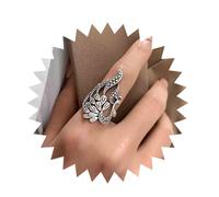 Inilbran Boho Peacock Bird Rings Vintage Silver Peacock Open Rings Ethnic Phoenix Wonder Bird Rings Gothic Adjustable Stacking Rings Jewelry for Women and Girls