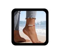 Inilbran Boho Pearl Ankle Bracelet Pearl Hemp Rope Anklet Bracelet Vintage Red Wax Rope Ankle Bracelet Baroque Pearls Foot Chain Bracelet Jewelry for Women and Girls