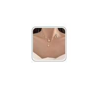Inilbran Boho Pearl Flower Necklace Choker Vintage Flower Y Drop Necklace Gold Pearl Lily Necklace Chain Tiny Pearl Bead Chain Necklace Jewelry for Women and Girls