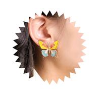Inilbran Boho Rainbow Butterfly Earrings Vintage Resin Butterfly Earrings Colorful Butterfly Stud Earrings Multicolor Enamel Butterfly Earrings Jewelry for Women and Girls