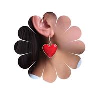 Inilbran Boho Resin Red Heart Dangle Earrings Vintage Puffy Heart Drop Earrings Red Enamel Heart Hoop Earrings Punk Love Heart Statement Earrings Jewelry for Women and Girls