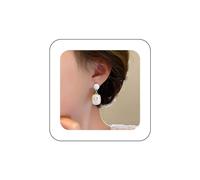 Inilbran Boho Resin Square Tulip Dangle Earrings Vintage Opal Stud Earrings White Enamel Square Pearl Earrings Gold Tulip Flower Drop Earrings Jewelry for Women and Girls