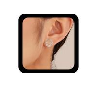 Inilbran Boho Rhinestone Circle Earrings Gold Hollow Circle Flower Studs Earrings Sparkly Filigree Circle Earrings Geometric Cz Circle Hoop Earrings Jewelry for Women and Girls