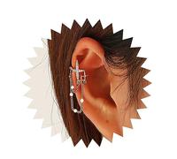 Inilbran Boho Rhinestone Northstar Ear Cuff Earring Vintage Crystal North tar Cartilage Cuff Earring Silver Cz Star Chain Cuff Earrings Bling Cz Northstar Earrings Non Piercing Clip on Earrings