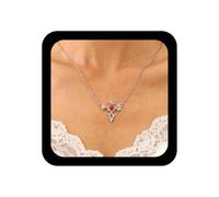 Inilbran Boho Rose Flower Necklace Choker Vintage Flower Floral Necklaces Vintage Thorns Rose Pendant Necklace Red Crystal Floral Necklaces For Women