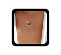 Inilbran Boho Sapphire Evil Eye Choker Necklace Blue Crystal Demon Vintage Bling Cz Protection Chain Jewelry for Women and Girls, Silver