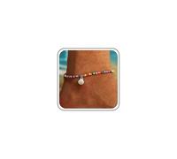 Inilbran Boho Seed Bead Anklets Rainbow Rice Bead Ankle Bracelet Scallop Pendant Ankle Chain Bracelet Colorful Bead Ball Foot Chain Jewelry for Women and Girls