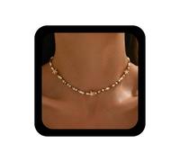 Inilbran Boho Seed Bead Necklace Choker Vintage Starfish Beaded Necklace Tiny Rice Beads Chain Necklaces Ocean Sea Star Necklaces for Women