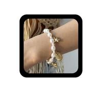 Inilbran Boho Shell Pearl Chain Bracelet Vintage Seashell Starfish Hand Bracelets White Pearl Shell Slave Chain Bracelets Adjustable Hand Harness Link Bracelet Jewelry for Women