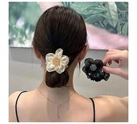 Inilbran Boho Silk Satin Hair Scrunchies Vintage Satin Hair Band Hair Ties French Elastic Hair Tie Ropes Pearl Ponytail Scrunchy Hair Ties Hair Accessories for Women and Girls Headdress