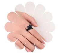 Inilbran Boho Skull Flower Vintage Human Skeleton Wrap Open Ring Black Flower Open Knuckle Ring Punk Skull Skeleton Stacking Ring Jewelry for Women and Girls