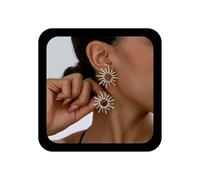 Inilbran Boho Sun Large Earrings Metal Sun Earrings Big Sunshine Exaggerate Earring Vintage Celestial Earring for Women(Silver)