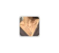 Inilbran Boho Sun Pendant Necklace Chain Layered Cz North Star Necklace Choker Gold Pearl Chain Necklaces Vintage Geometric Circle Necklace Jewelry for Women and Girls