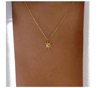 Inilbran Boho Sunburst Choker Necklace - Vintage Rising Sun Collar Necklace with Gold Sun Spike Pendant - Minimalist Celestial Design for Women and Girls