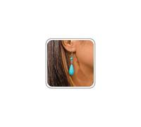 Inilbran Boho Turquoise Drop Earrings Blue Waterdrop Turquoise Hook Earrings Vintage Turquoise Bead Dangle Earrings Long Teardrop Turquoise Earrings Jewelry for Women and Girls Gifts