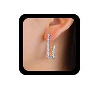 Inilbran Boho U Shape Earring Vintage Oval U Hoop Studs Earrings Textured Square Hoops Earrings Silver Geometric Minimalist Earrings Jewelry for Women and Girls