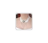 Inilbran Boho White Lace Choker Necklace White Fringe Crystal Necklace Choker Gothic Drape Crystal Lace Necklace Vintage Cz Waterdrop Necklace Chain Jewelry for Women and Girls（Style A)