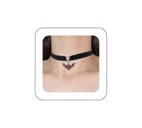 Inilbran Punk Black Velvet Choker Necklace Vintage Ruby Bat Pendant Necklace Black Satin Ribbon Necklace Gothic Suede Bat Demon Necklace Jewelry for Women