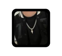 Inilbran Punk Chunky Link Chain Necklace Curb Link Chain Necklaces Gothic Lightning Bolt Necklaces Vintage Thunder Pendant Necklace for Women