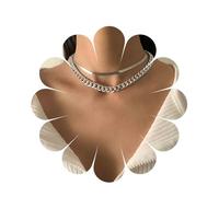 Inilbran Punk Cuban Chain Choker Necklace Layered Chunky Link Chain Necklace Vintage Snake Chain Necklace Silver Herringbone Chain Necklace Jewelry for Women and Girls