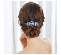 Inilbran Wedding Rhinestone Hair Clip Barrette Vintage Crystal Hair Barrettes Sparkly Cz Flower Barrette Head Clips Sparkly Hairclip Decorative Headwear Blue Crystal Wedding Hair Accessories for Her