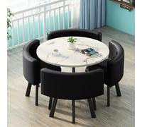 ining Table Set for 4 Persons Meeting Table with Chairs Recept or Club Use Small Tables (Black and White Cle) Modern Design SpaceSaving Slish Dining Room Fur