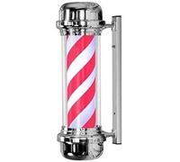 ININOSNP Barber Shop Pole LED Barber Pole Chrome Flat Top Barber Pole Light Lamp Spinning Red White Black Stripe Hair Salon Barber(Red)