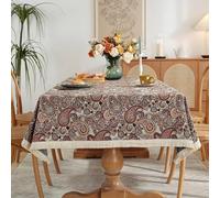 ININOSNP Desktop protection Fashionable Linen Jacquard Tablecloth With Tassel Texture, Suitable For Outdoor Garden Parties And Indoor Decoration(F,100 * 160cm)