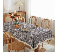 ININOSNP Desktop protection Fashionable Linen Jacquard Tablecloth With Tassel Texture, Suitable For Outdoor Garden Parties And Indoor Decoration(B,60 * 60cm)