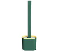 ININOSNP Toilet Brush And Holder Set Silicone Cleaning Brush Set Long Handle Toilet Cleaning Brush Standing Silicone Bathroom Cleaning Brush Set(Green)