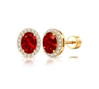 ININY Lab Created Pigeon Blood Ruby Stud Earrings Flat Back July